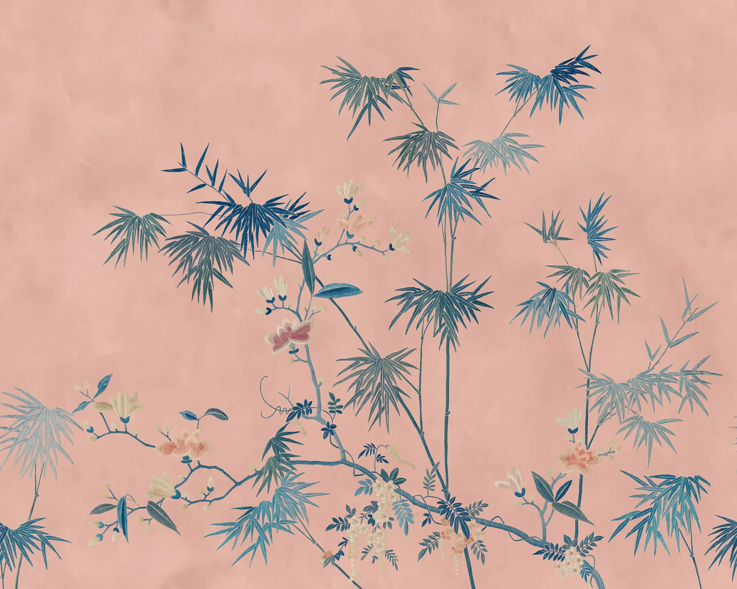 Bamboo Grove Pink Botanical Mural by Sandberg