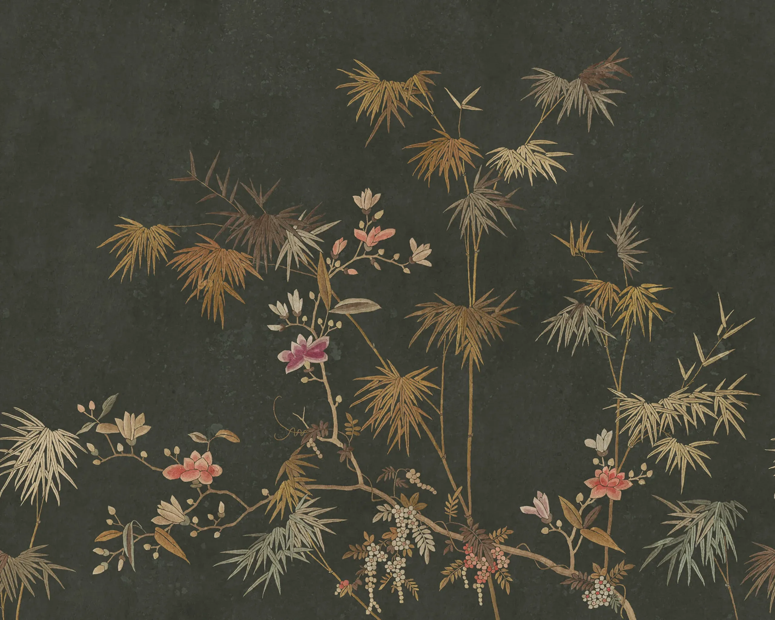 Bamboo Grove Dark Botanical Mural by Sandberg