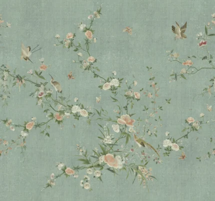 Bloom Teal Floral Mural by Sandberg