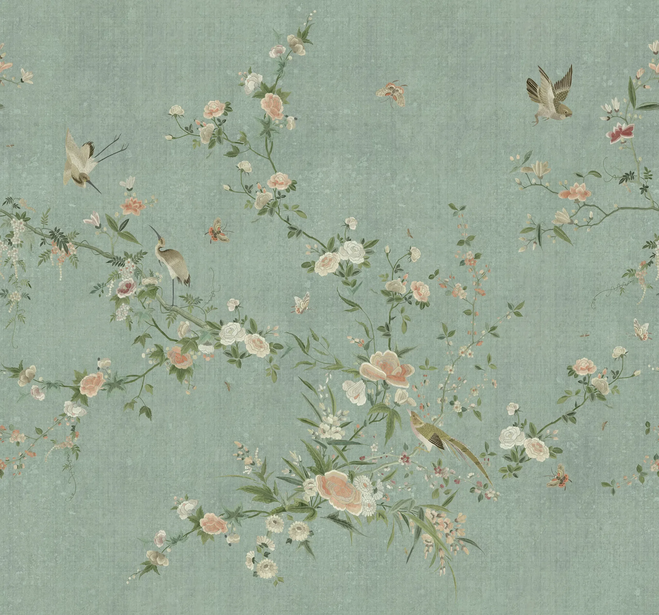 Bloom Teal Floral Mural by Sandberg