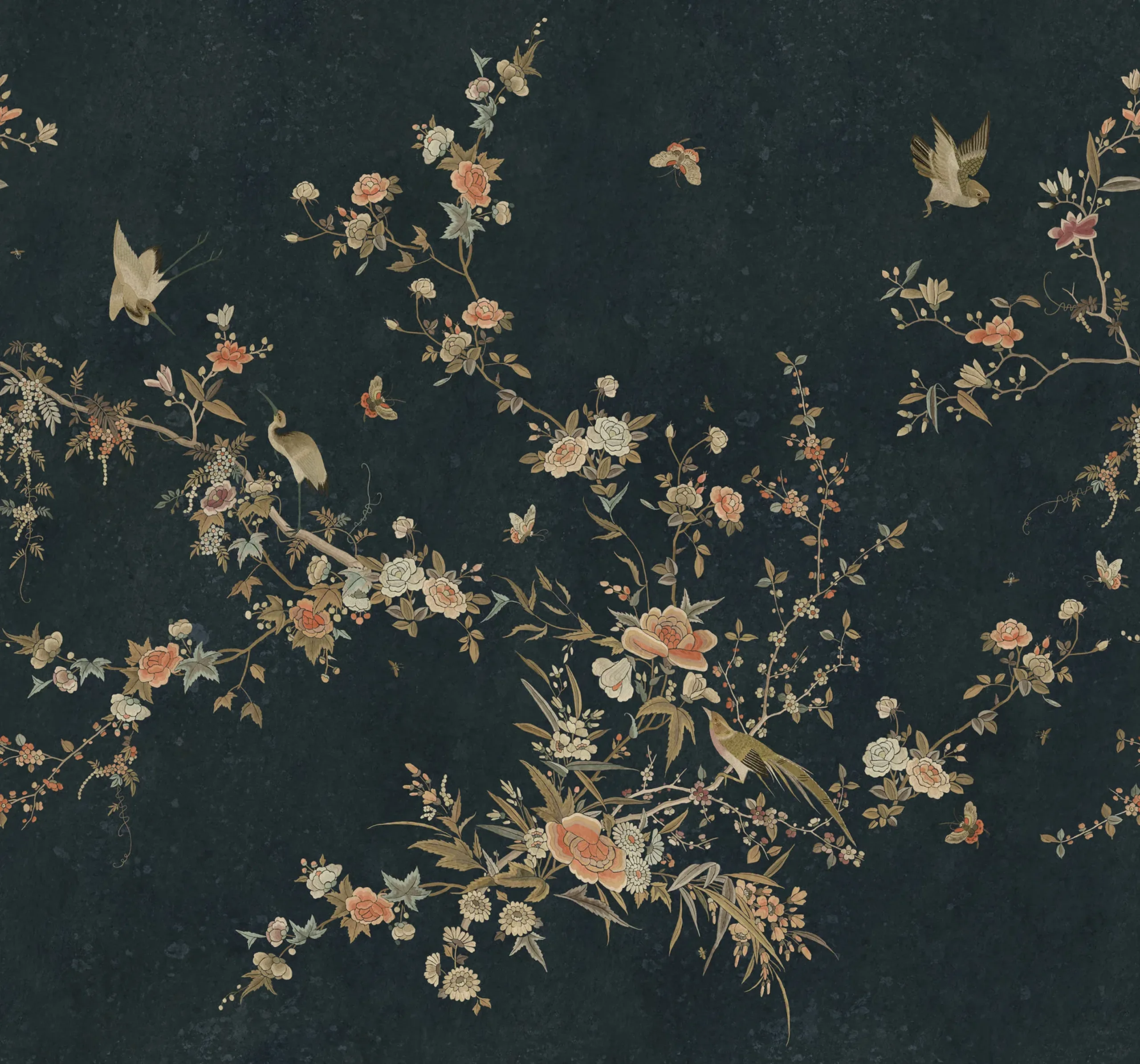 Bloom Midnight Blue Floral Mural by Sandberg