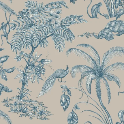Moa Indigo Blue Botanical Wallpaper by Sandberg