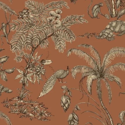 Moa Terracotta Botanical Wallpaper by Sandberg
