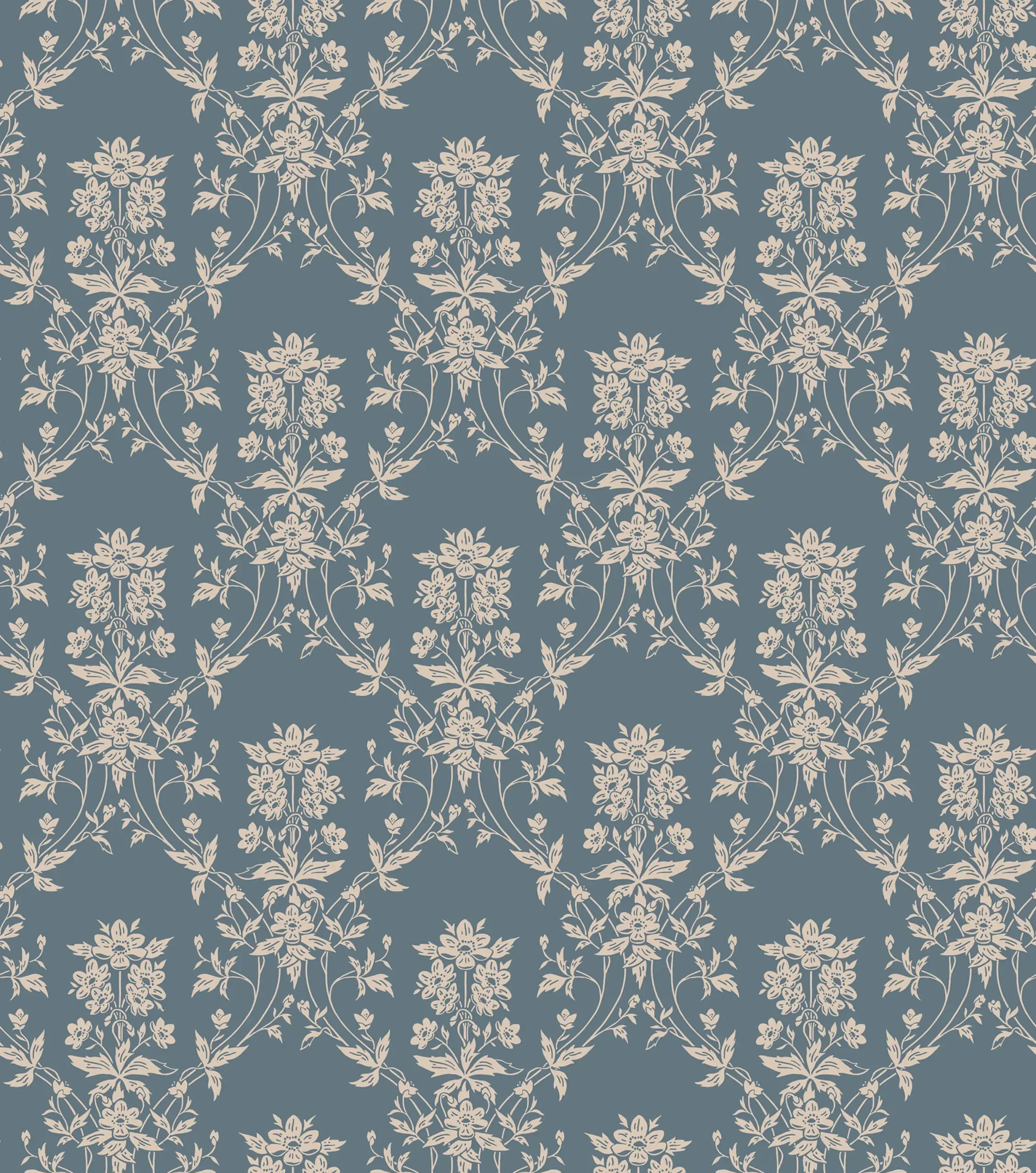 Alva Indigo Blue Floral Wallpaper by Sandberg