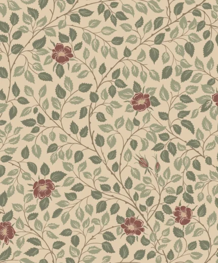 Solliden Burgundy Botanical Wallpaper by Sandberg