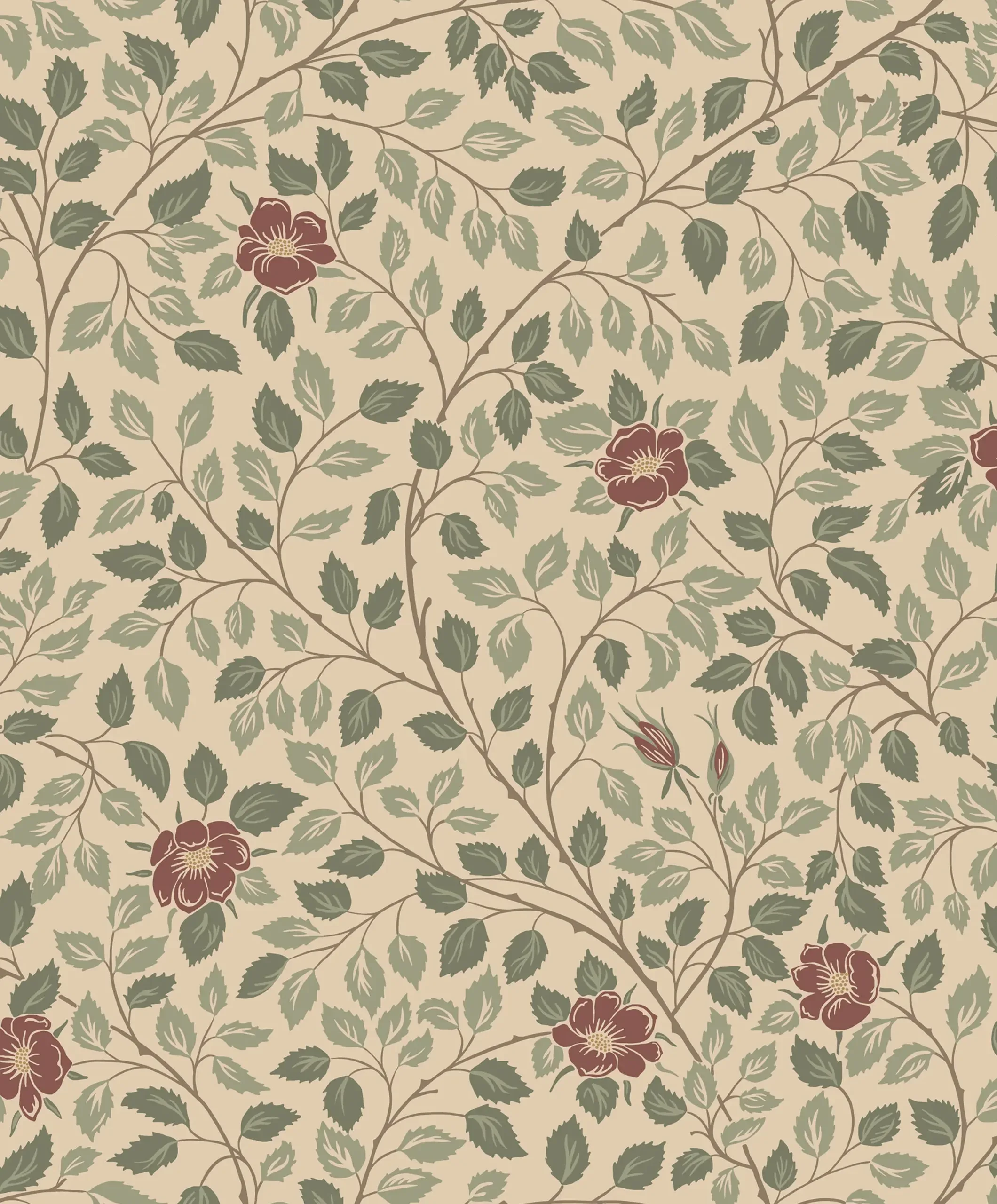 Solliden Burgundy Botanical Wallpaper by Sandberg