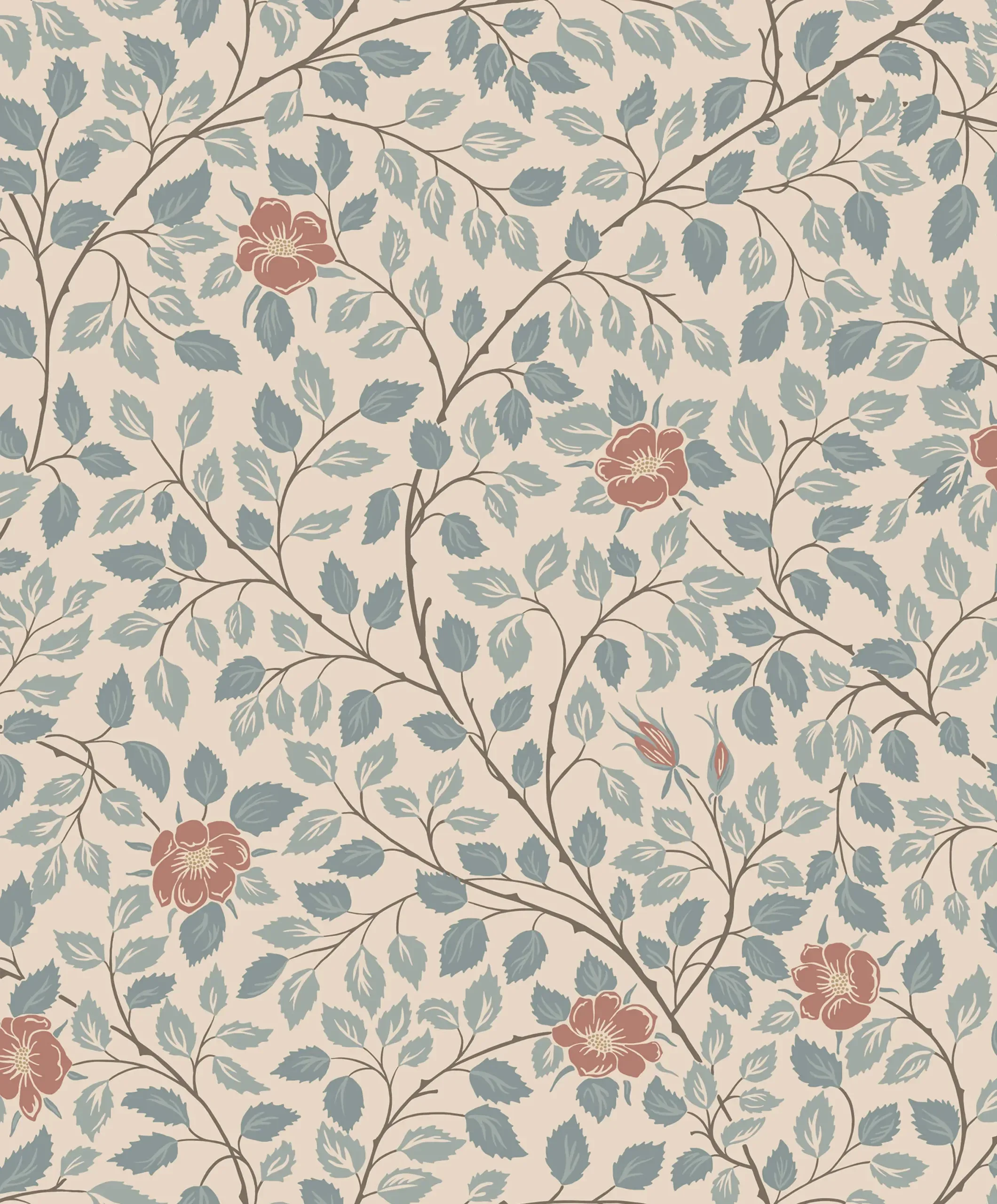 Solliden Blue Floral Wallpaper by Sandberg