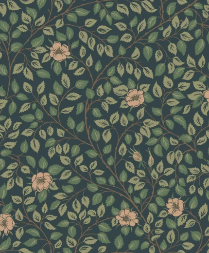 Solliden Midnight Blue Botanical Wallpaper by Sandberg