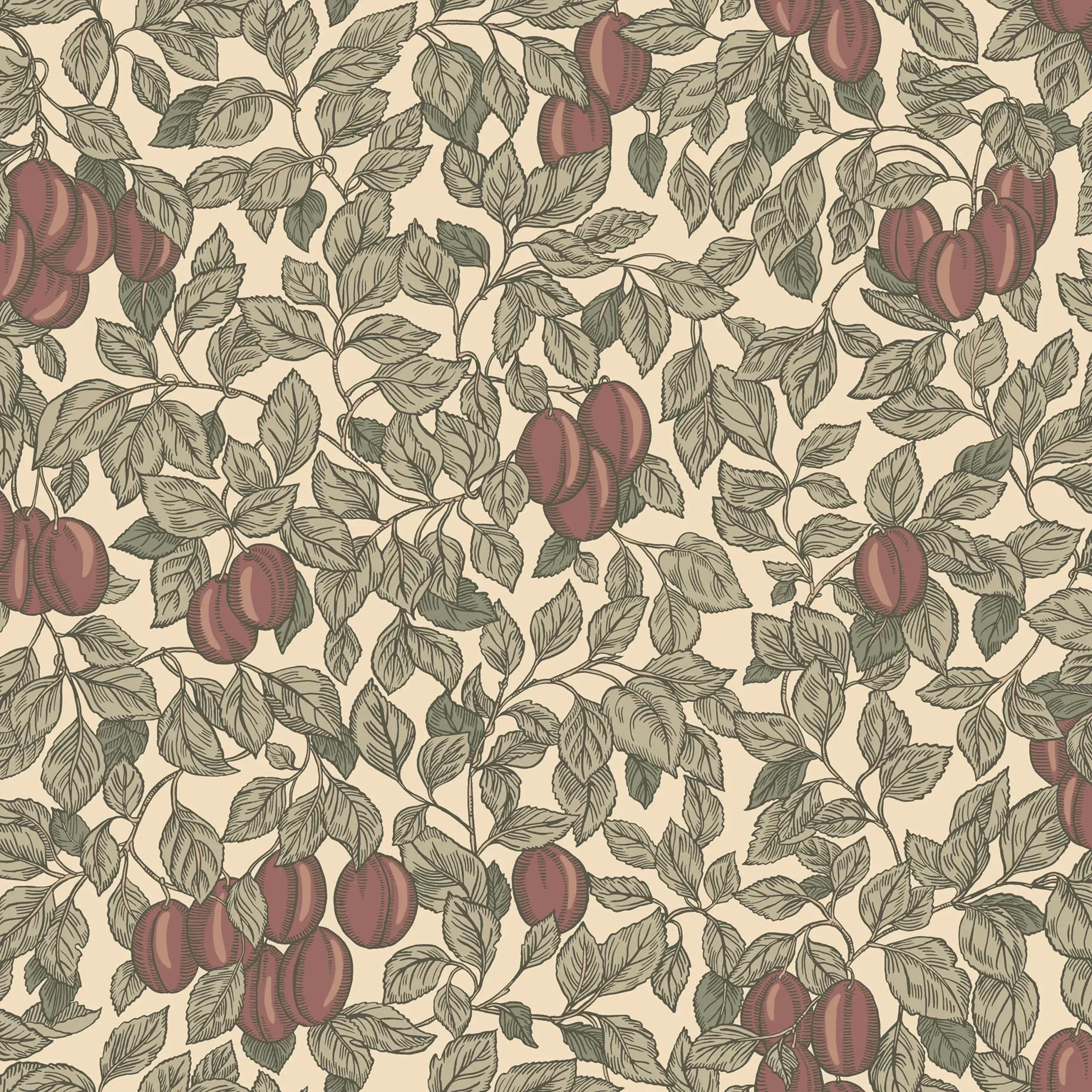 Emrik Burgundy Botanical Wallpaper by Sandberg