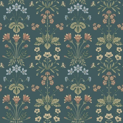 Maj Midnight Blue Floral Wallpaper by Sandberg