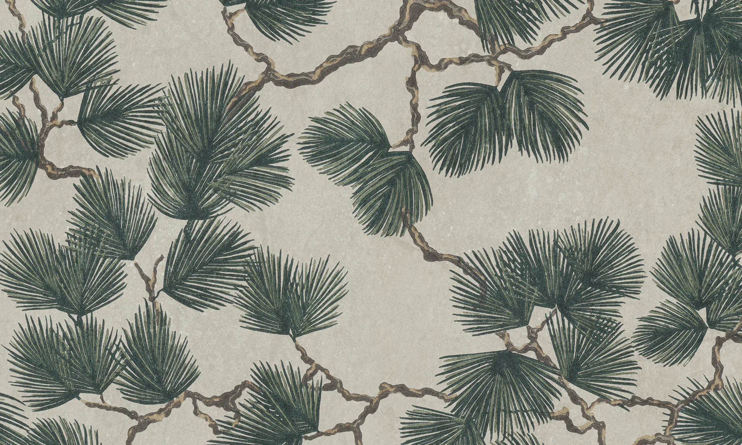 Pine Green Botanical Mural by Sandberg