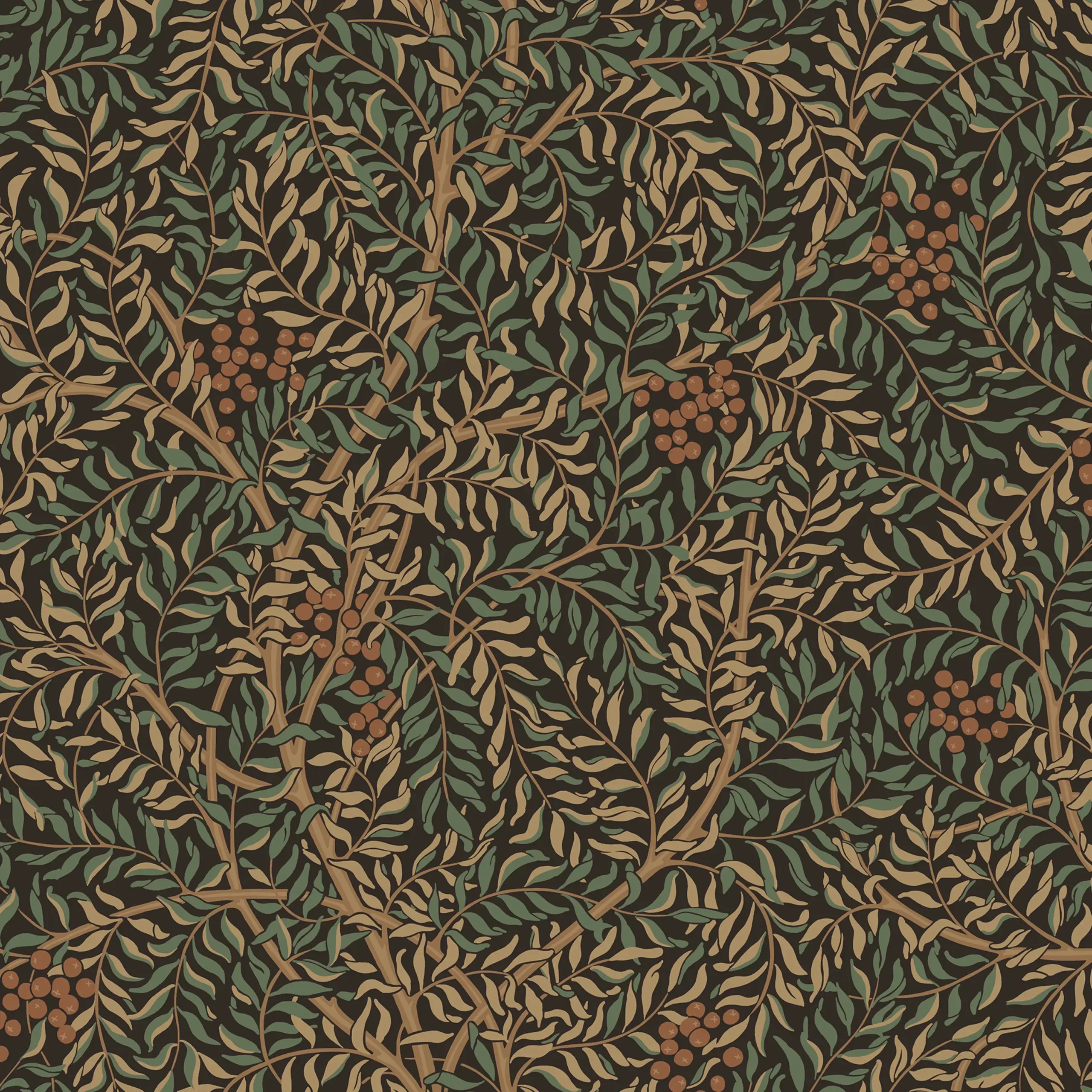 Simon Charcoal Leaf Wallpaper by Sandberg
