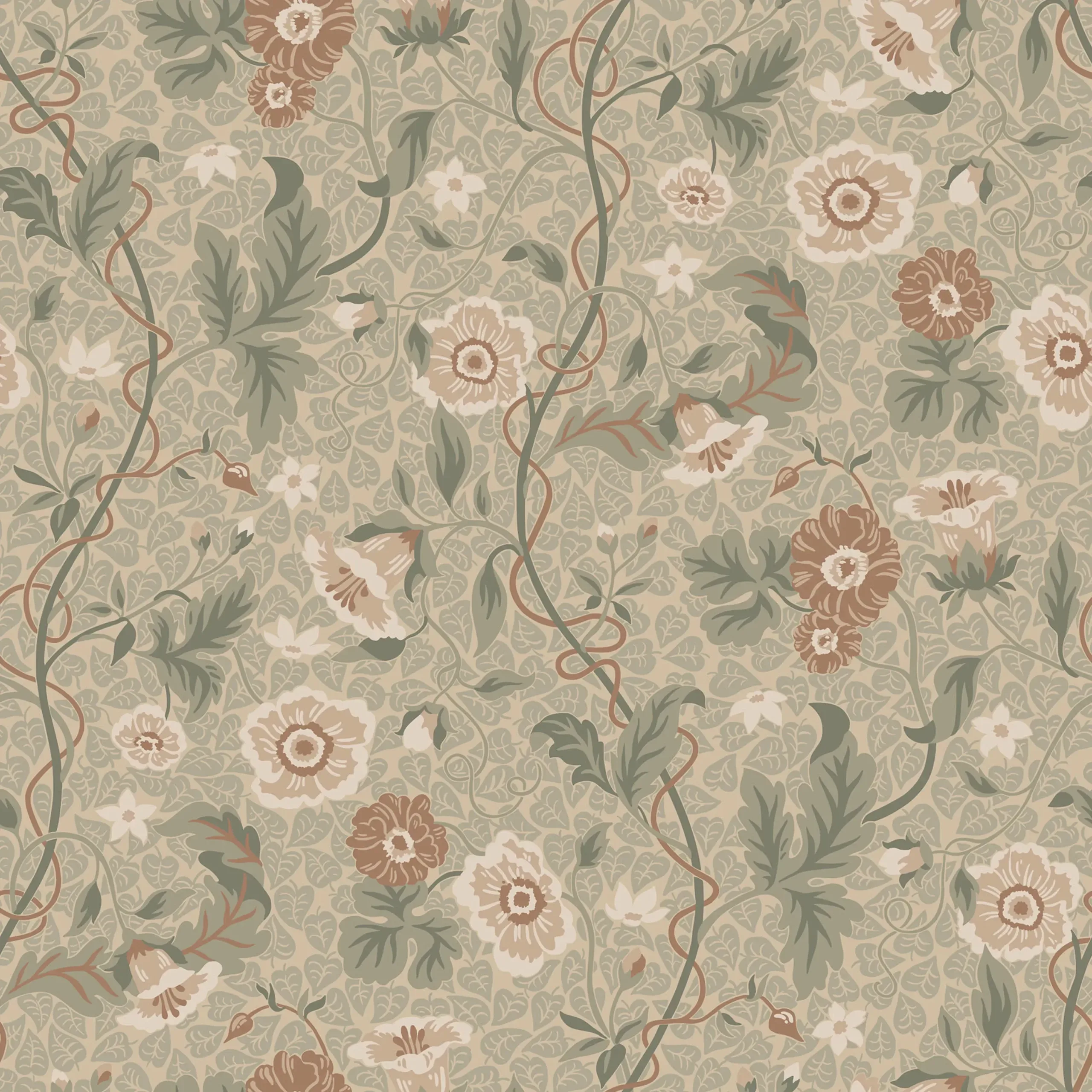 Ulla Garden Green Floral Wallpaper by Sandberg