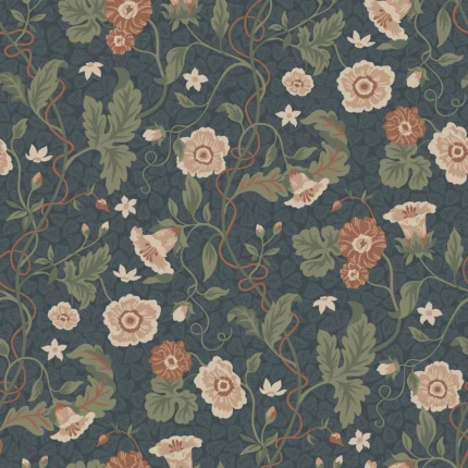 Ulla Midnight Blue Floral Wallpaper by Sandberg