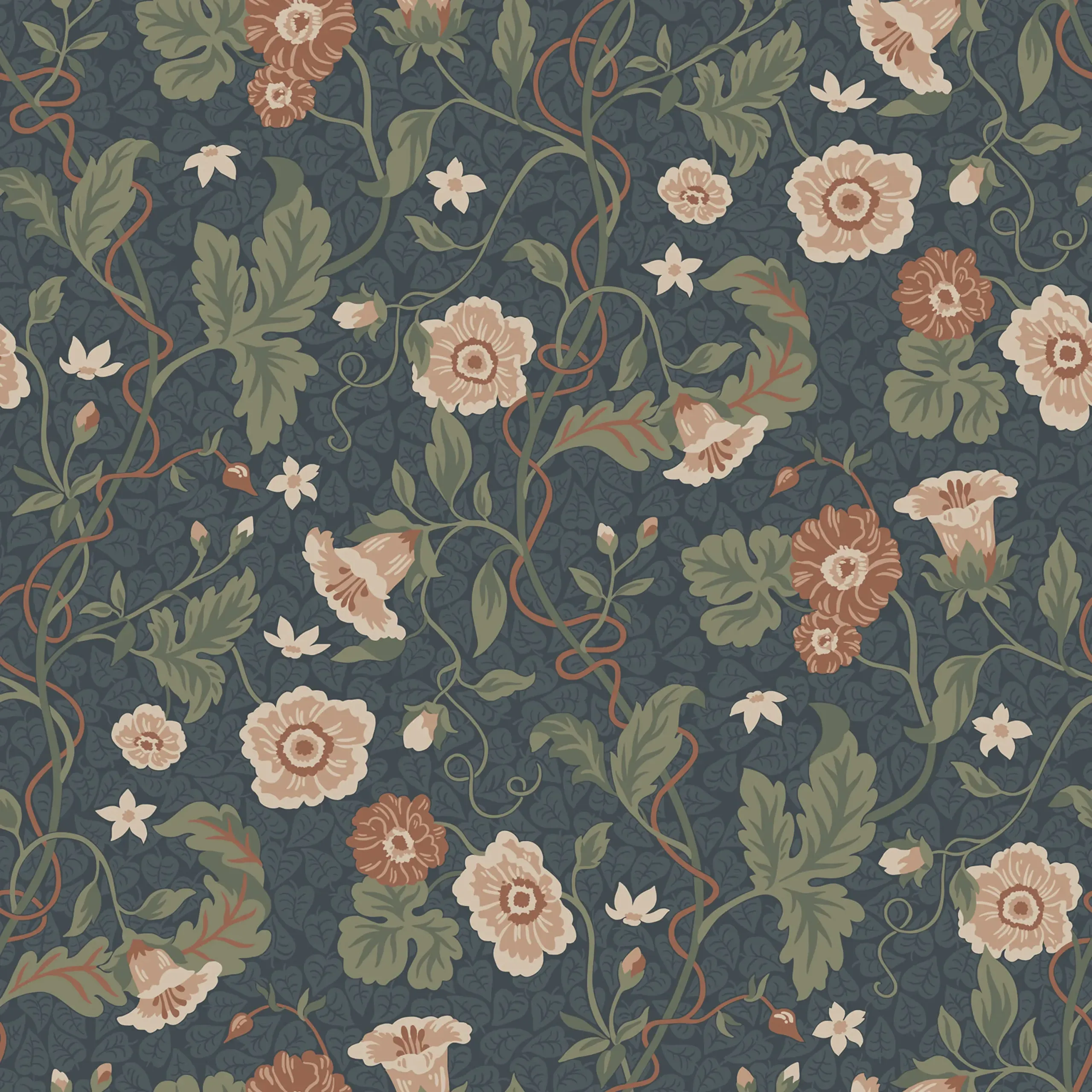 Ulla Midnight Blue Floral Wallpaper by Sandberg