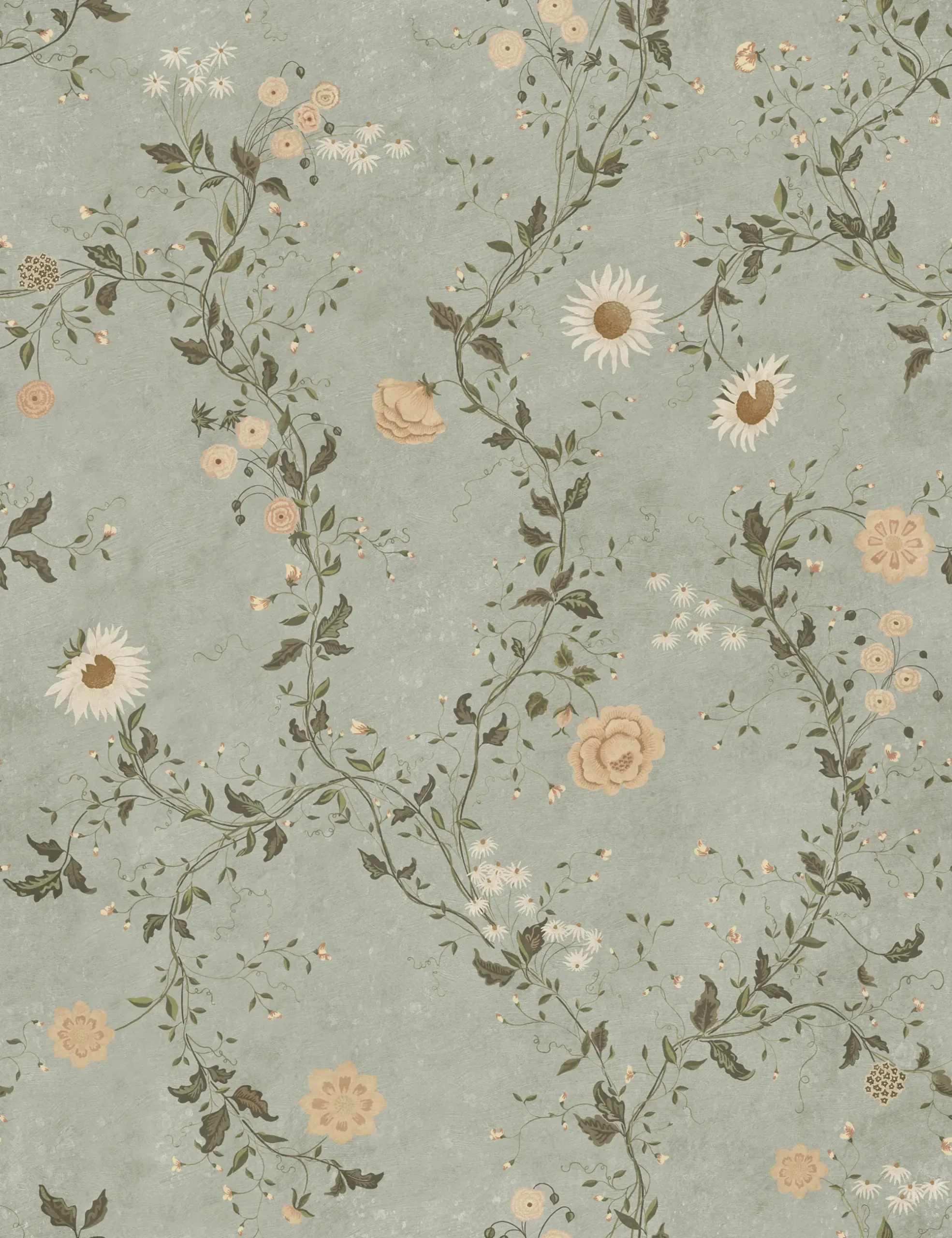 Inger Light Blue Floral Mural by Sandberg Inger Light Blue Floral Mural by Sandberg