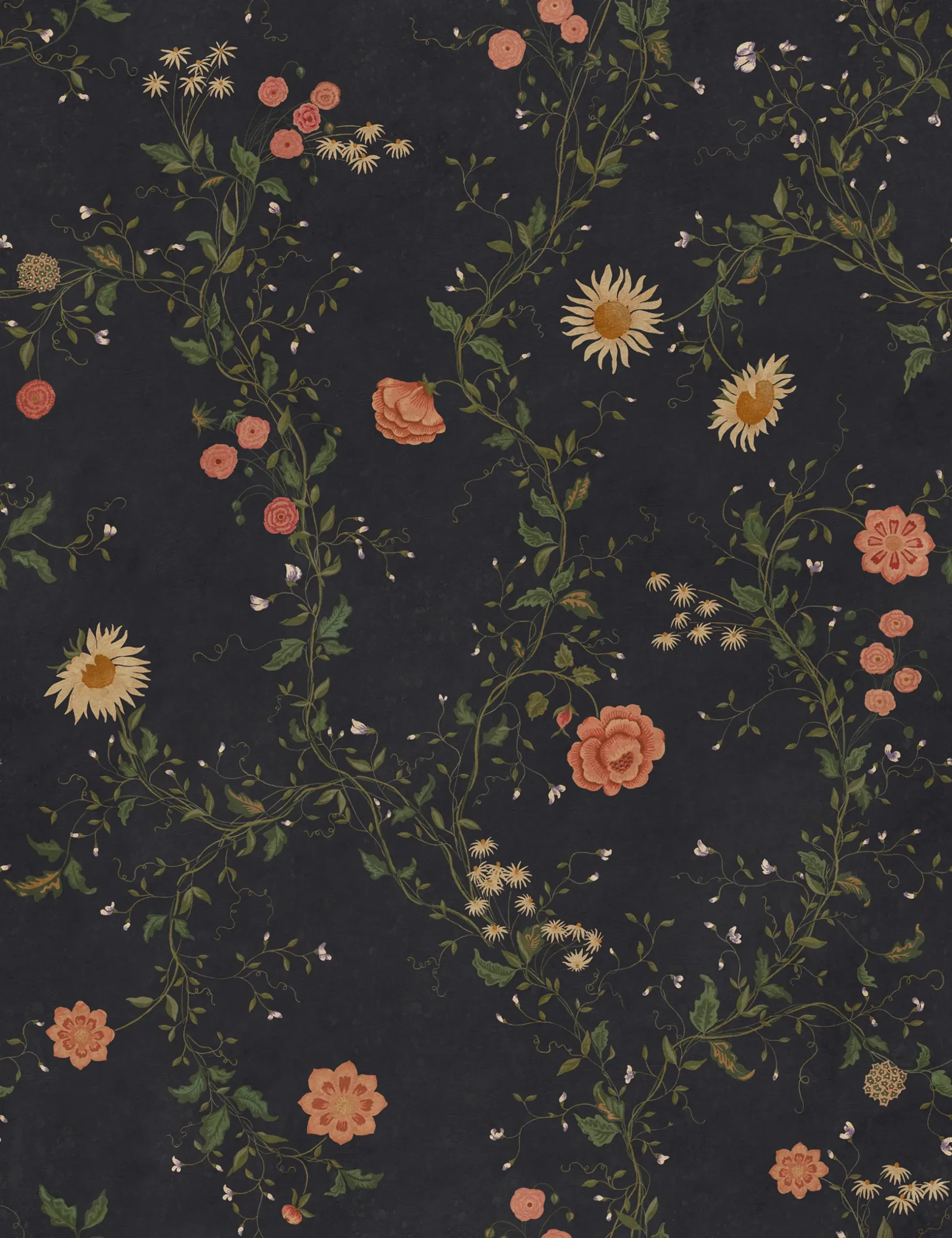 Inger Midnight Blue Floral Mural by Sandberg Inger Midnight Blue Floral Mural by Sandberg