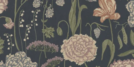 Aurelie Dark Blue Floral Mural by Sandberg