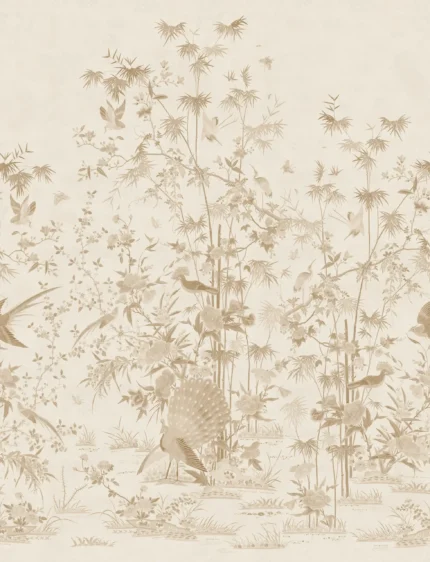 Chinoiserie Garden Beige Floral Mural by Sandberg