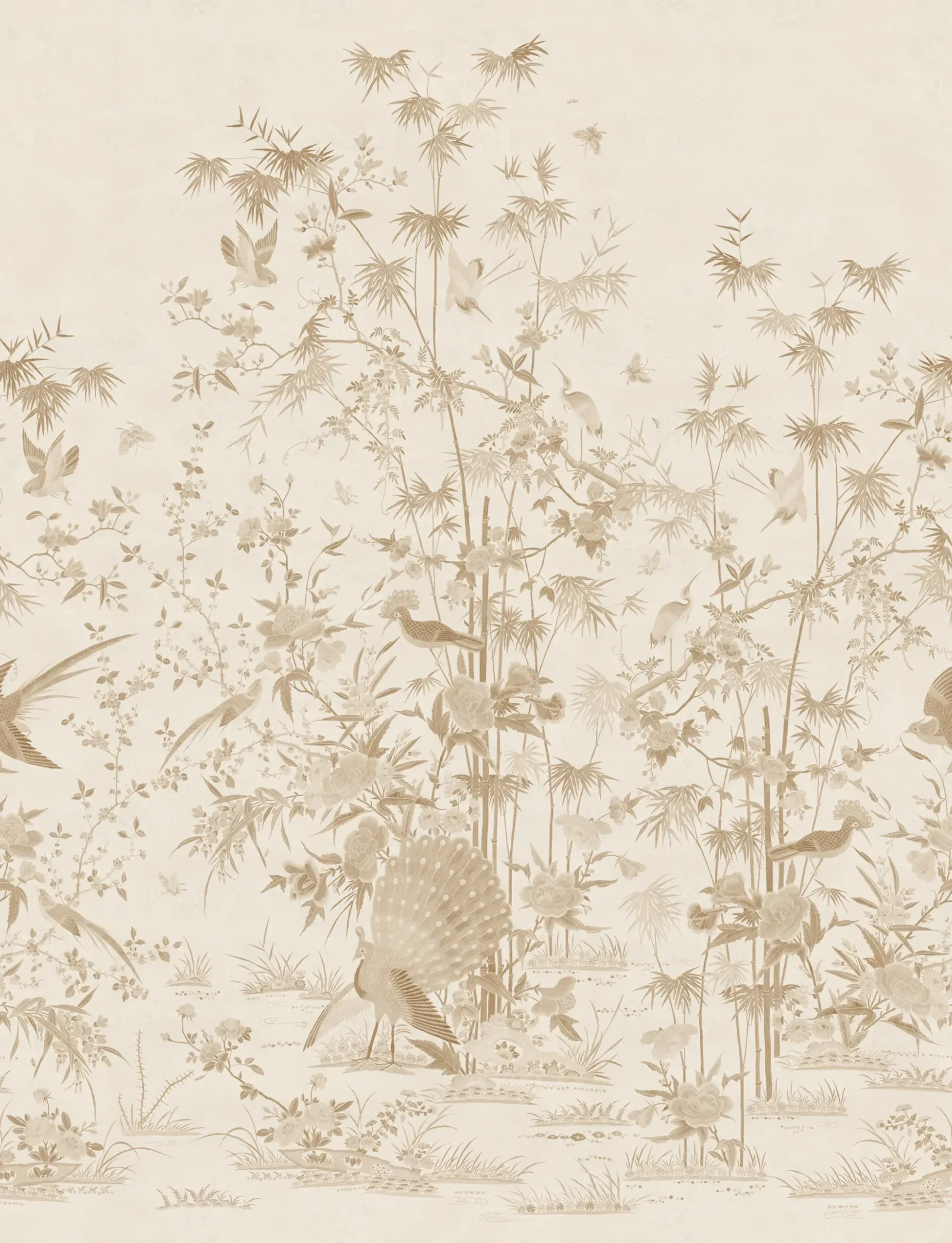 Chinoiserie Garden Beige Floral Mural by Sandberg