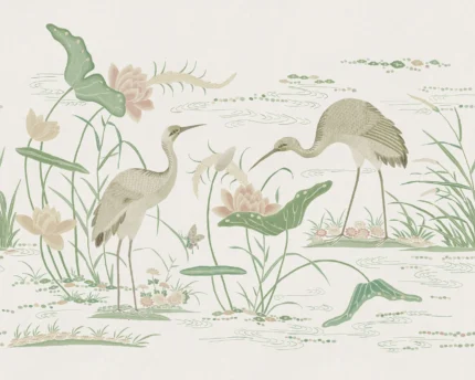 Seabirds Green Botanical Mural by Sandberg