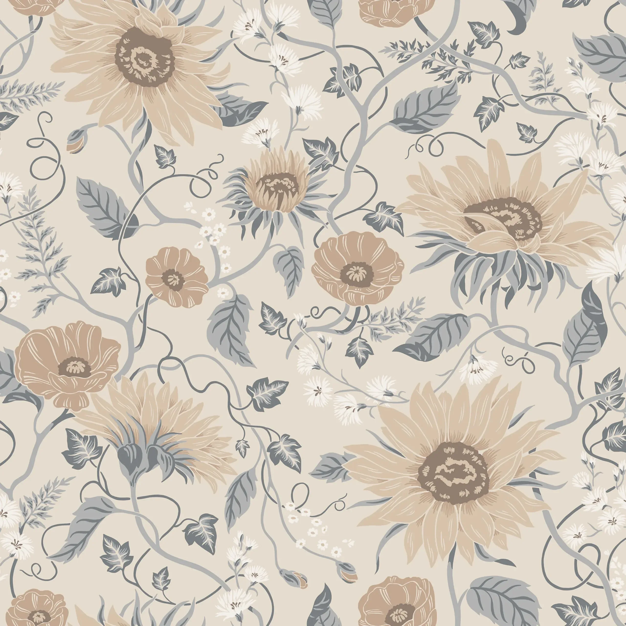 Solveig Misty Blue Floral Wallpaper by Sandberg