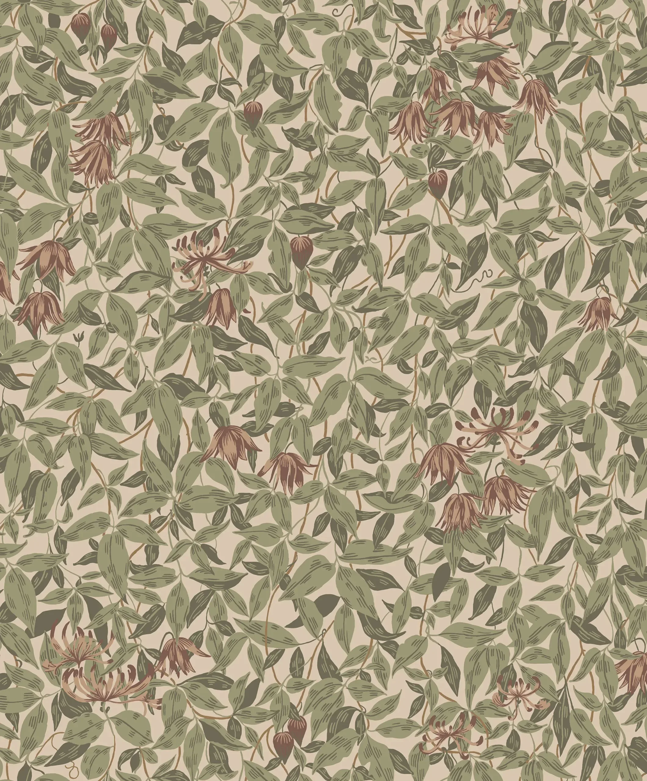 Linnea Burgundy Leaf Wallpaper by Sandberg