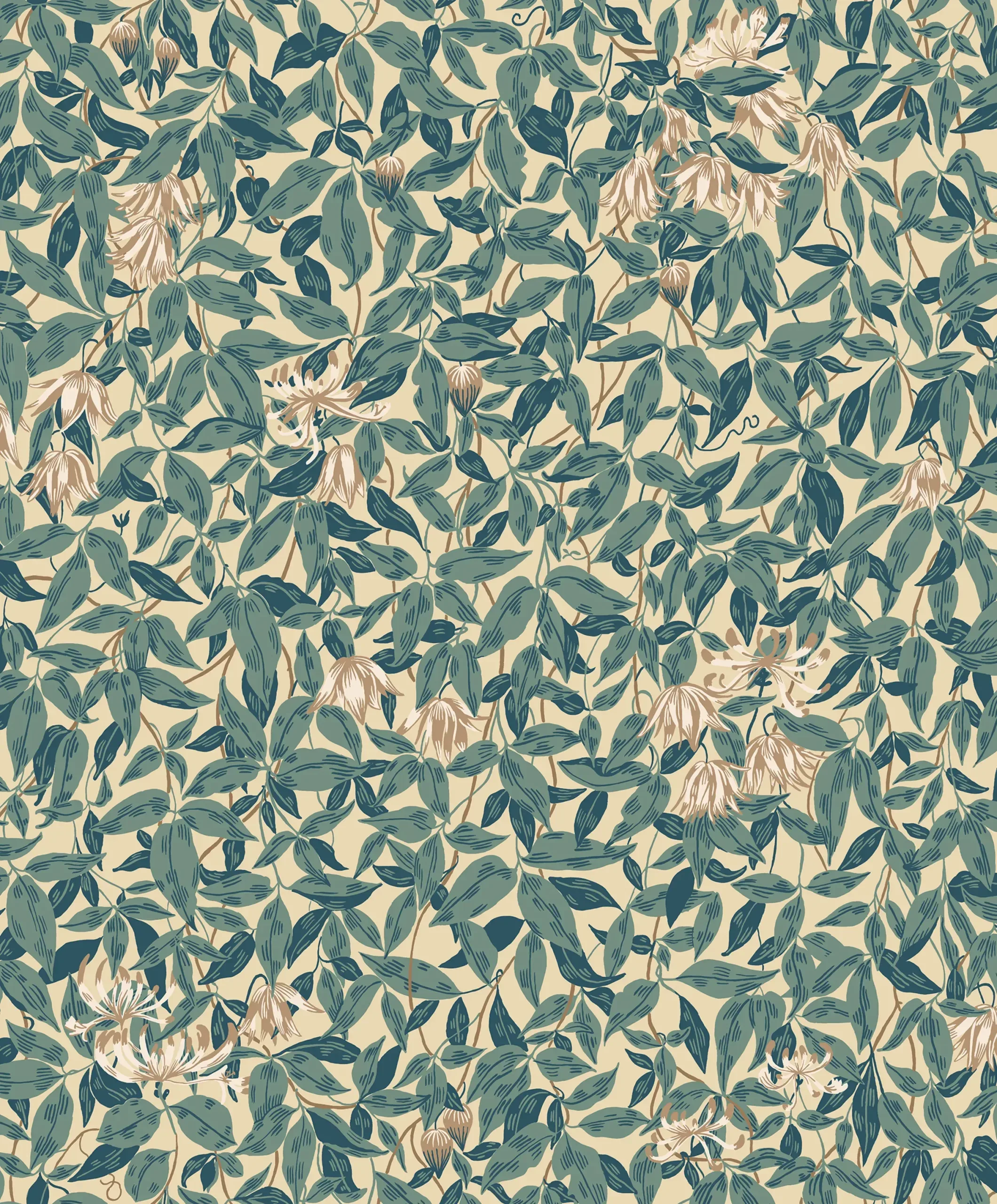 Linnea Blue Leaf Wallpaper by Sandberg