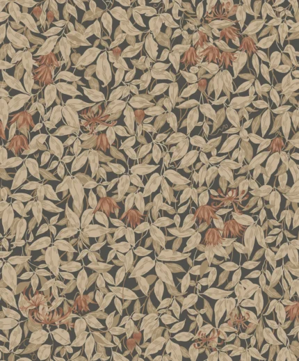 Linnea Charcoal Leaf Wallpaper by Sandberg