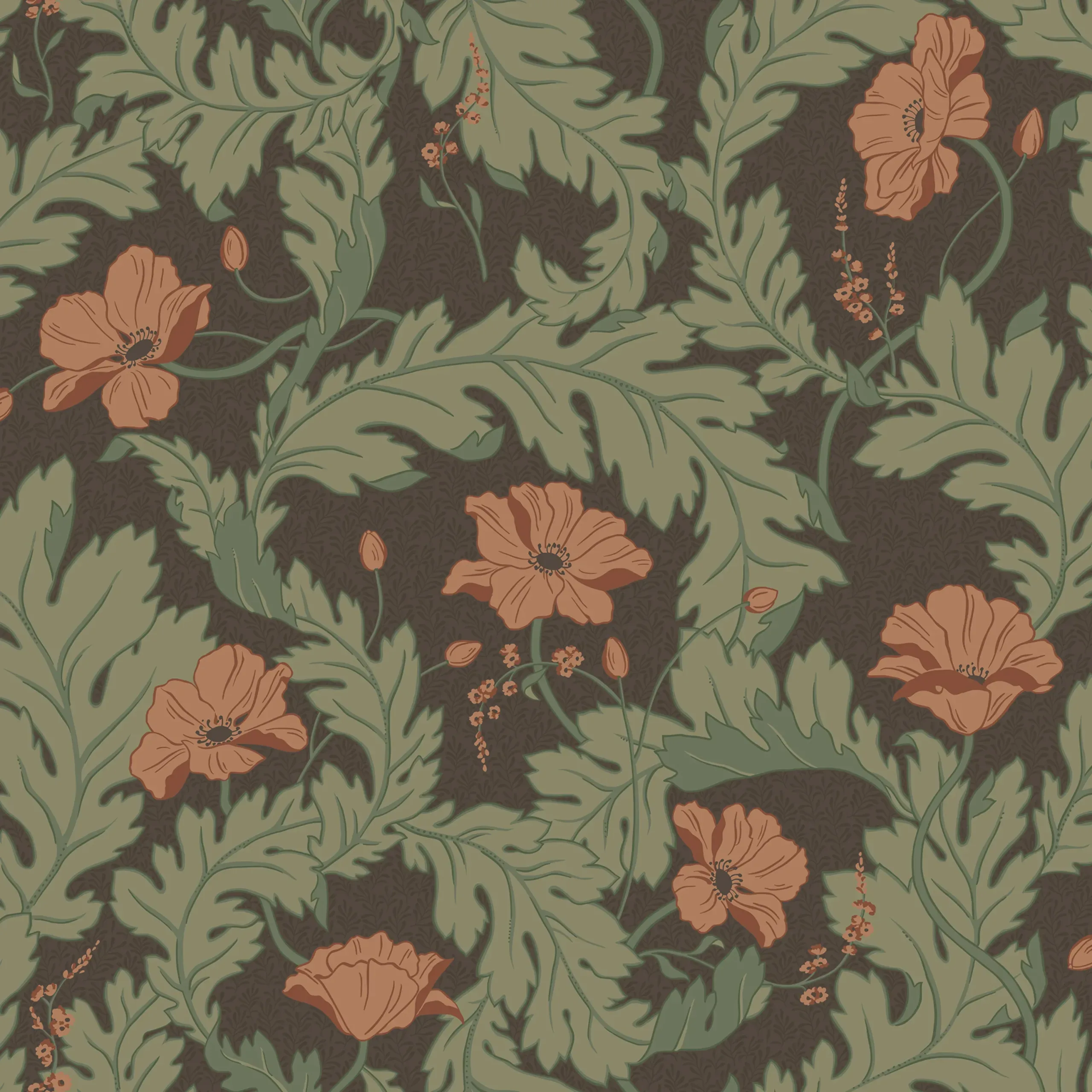 Charlotta Brown Large Pattern Wallpaper by Sandberg
