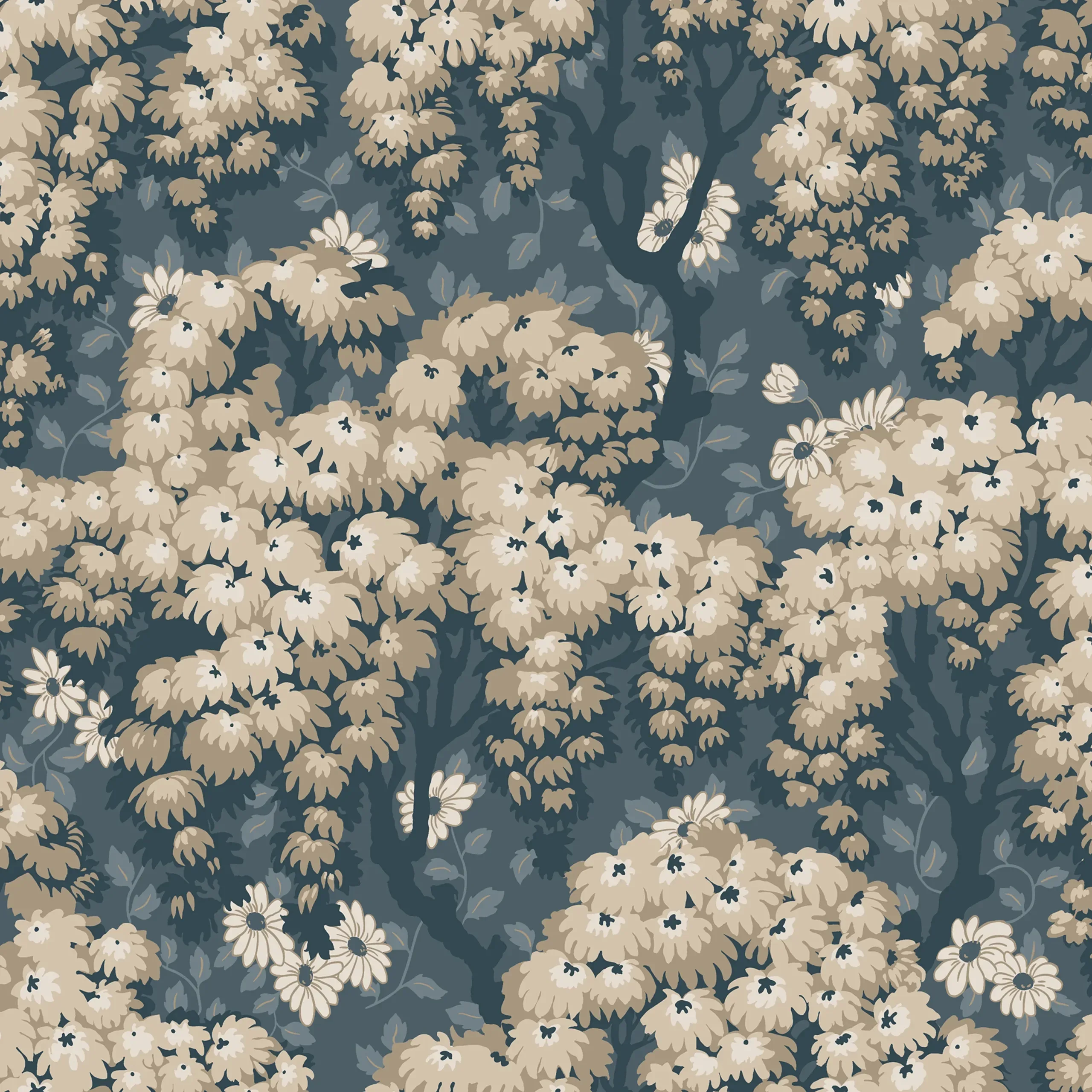 Ragnvi Midnight Blue Botanical Wallpaper by Sandberg