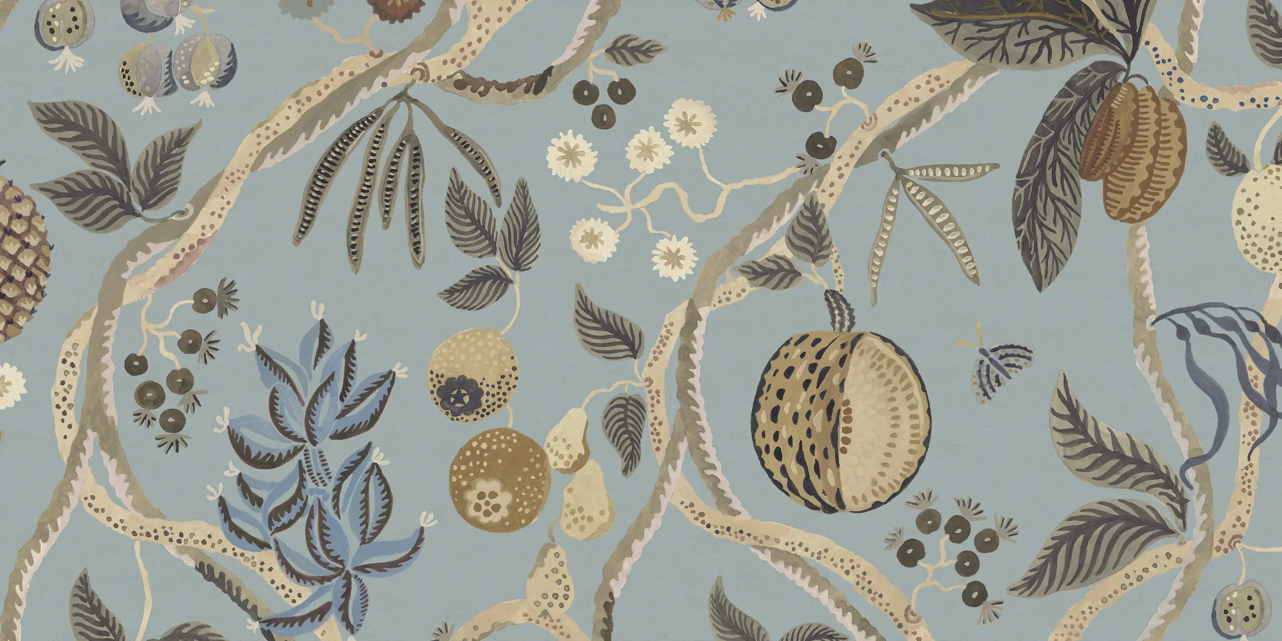 Tree of Life Light Blue Botanical Mural by Sandberg