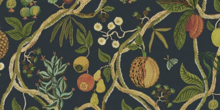 Tree of Life Dark Blue Botanical Mural by Sandberg