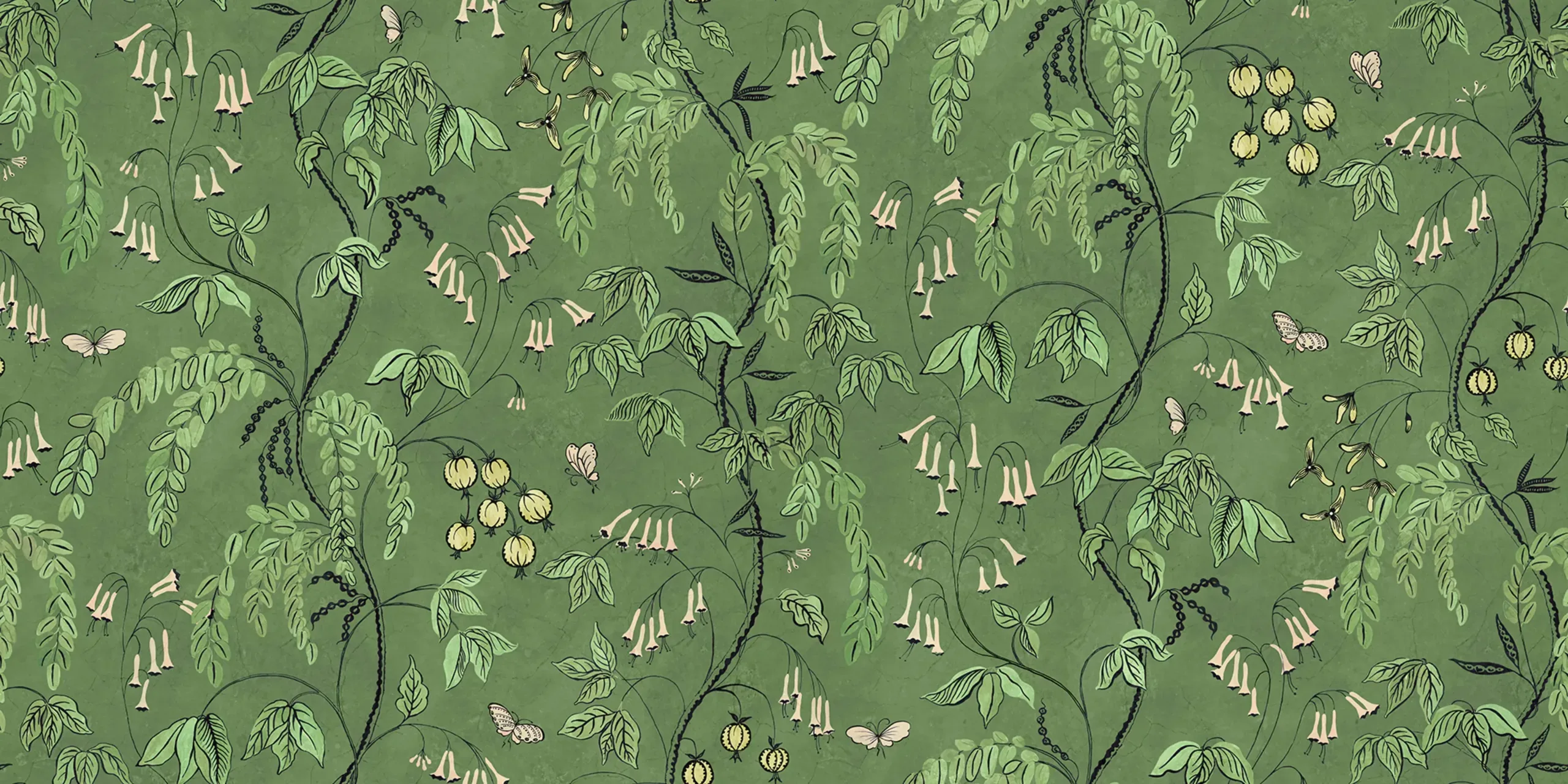Ottilia Green Chinoiserie Mural by Sandberg