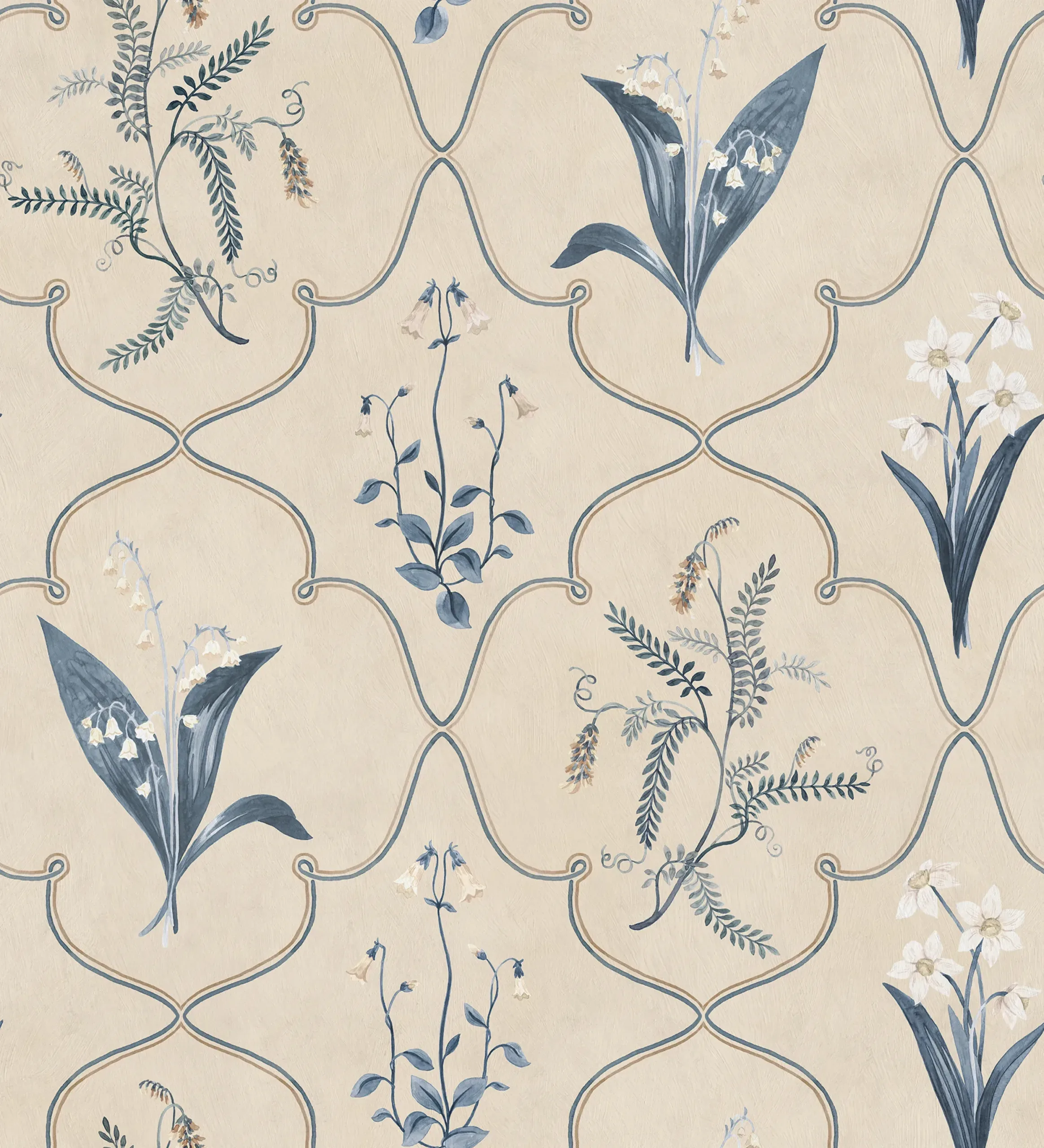 Louise Blue Botanical Mural by Sandberg