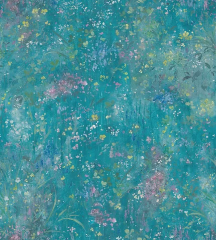 Juni Teal Botanical Mural by Sandberg