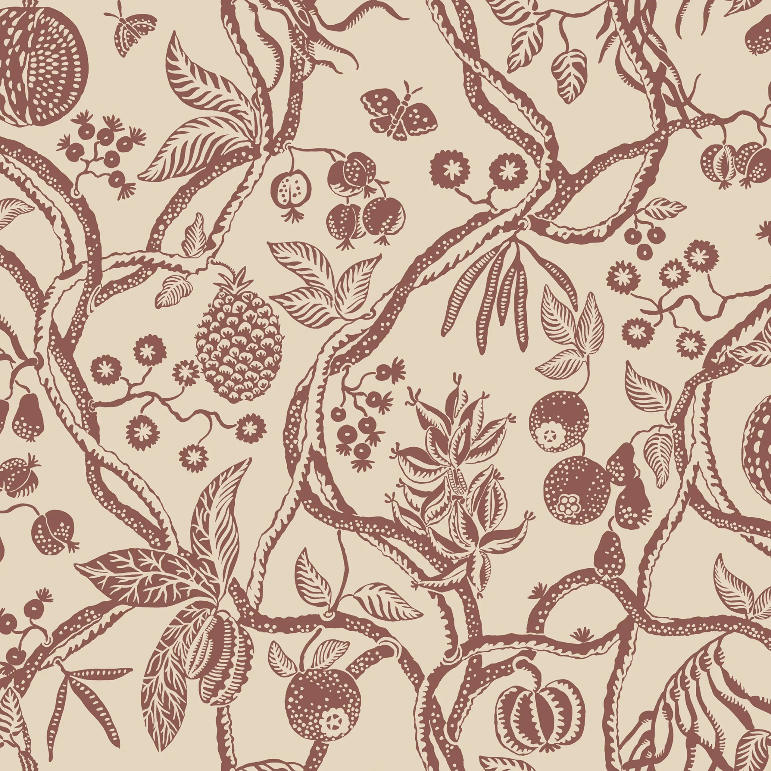 Tree of Life Burgundy Botanical Wallpaper by Sandberg