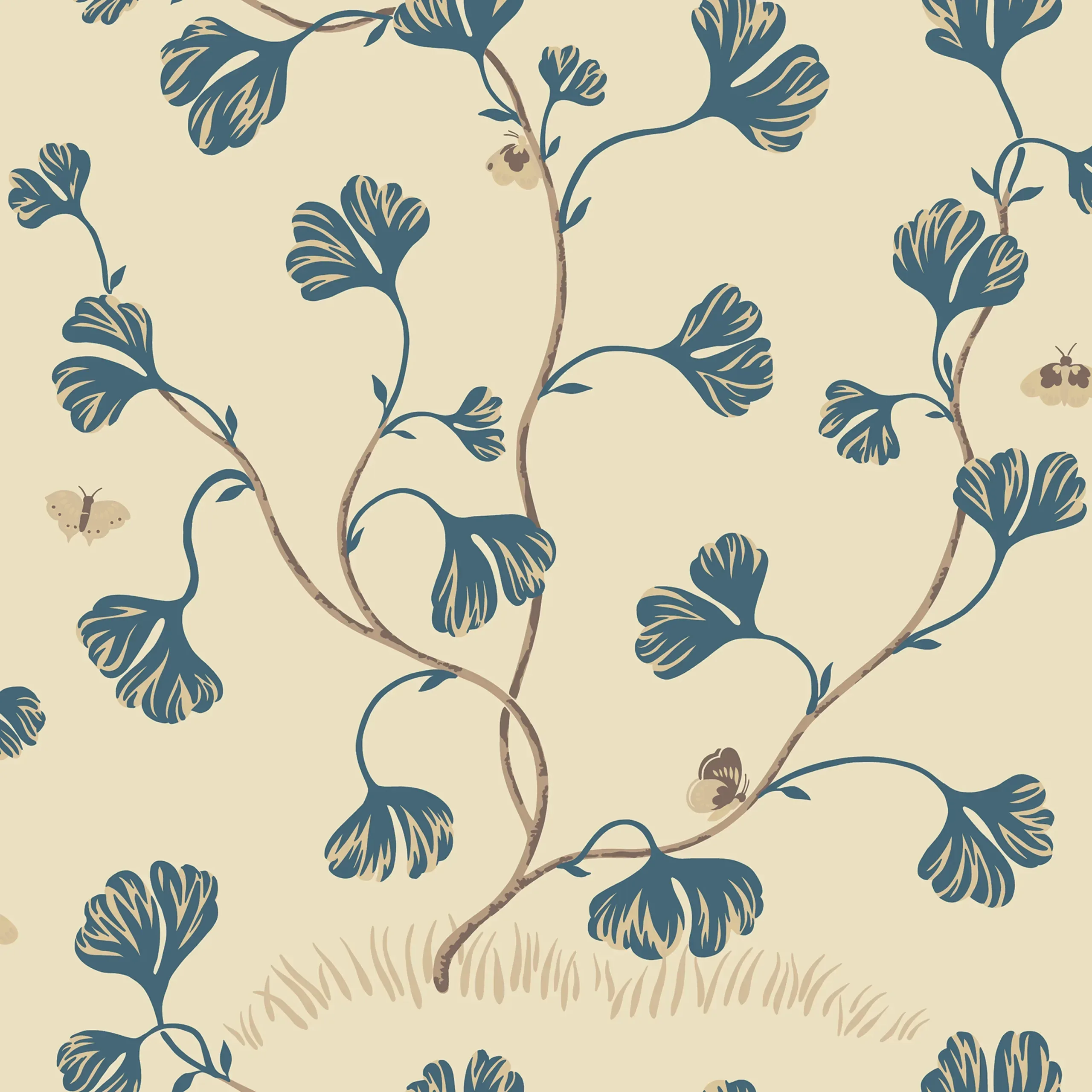 Ebba Blue Leaf Wallpaper by Sandberg