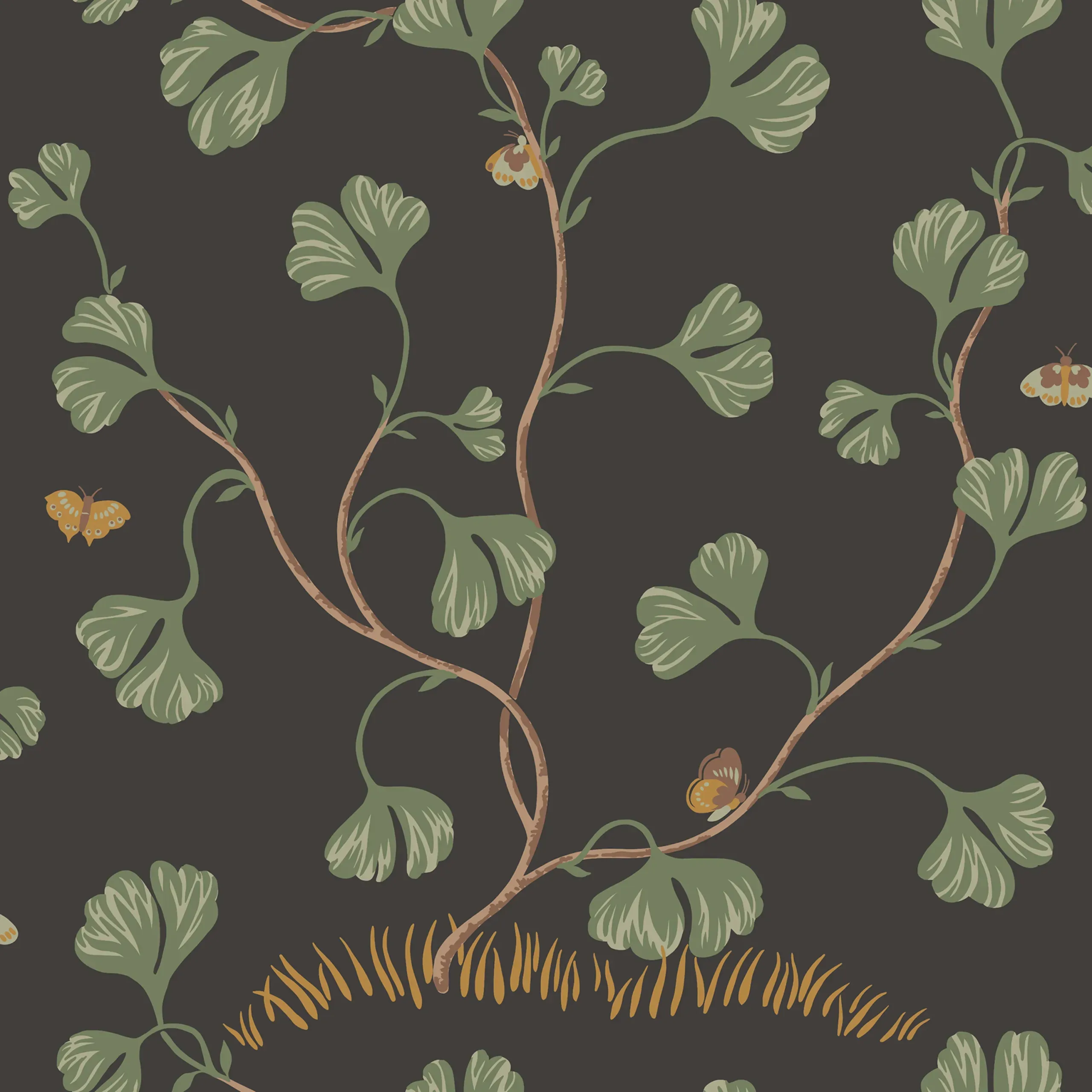 Ebba Charcoal Leaf Wallpaper by Sandberg