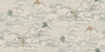 Bonnie and Kites Blue Playful Mural by Sandberg