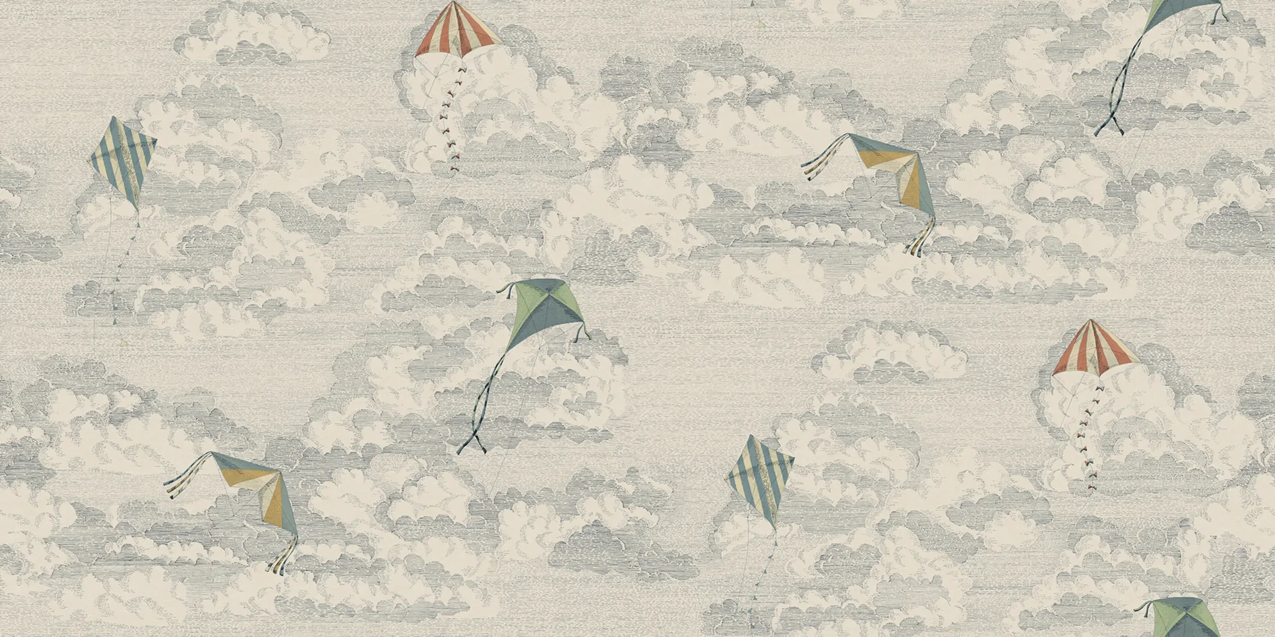 Bonnie and Kites Blue Playful Mural by Sandberg