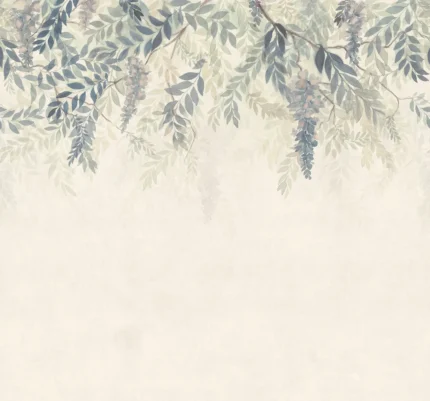 Wisteria Blue Botanical Mural by Sandberg