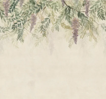 Wisteria Green Botanical Mural by Sandberg