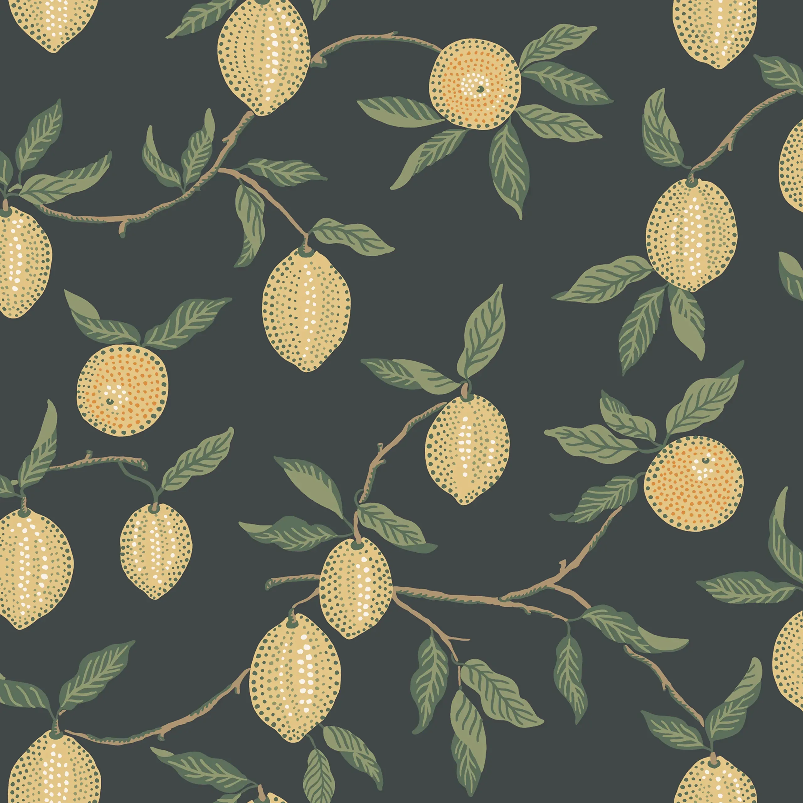 Limone Charcoal Botanical Wallpaper by Sandberg