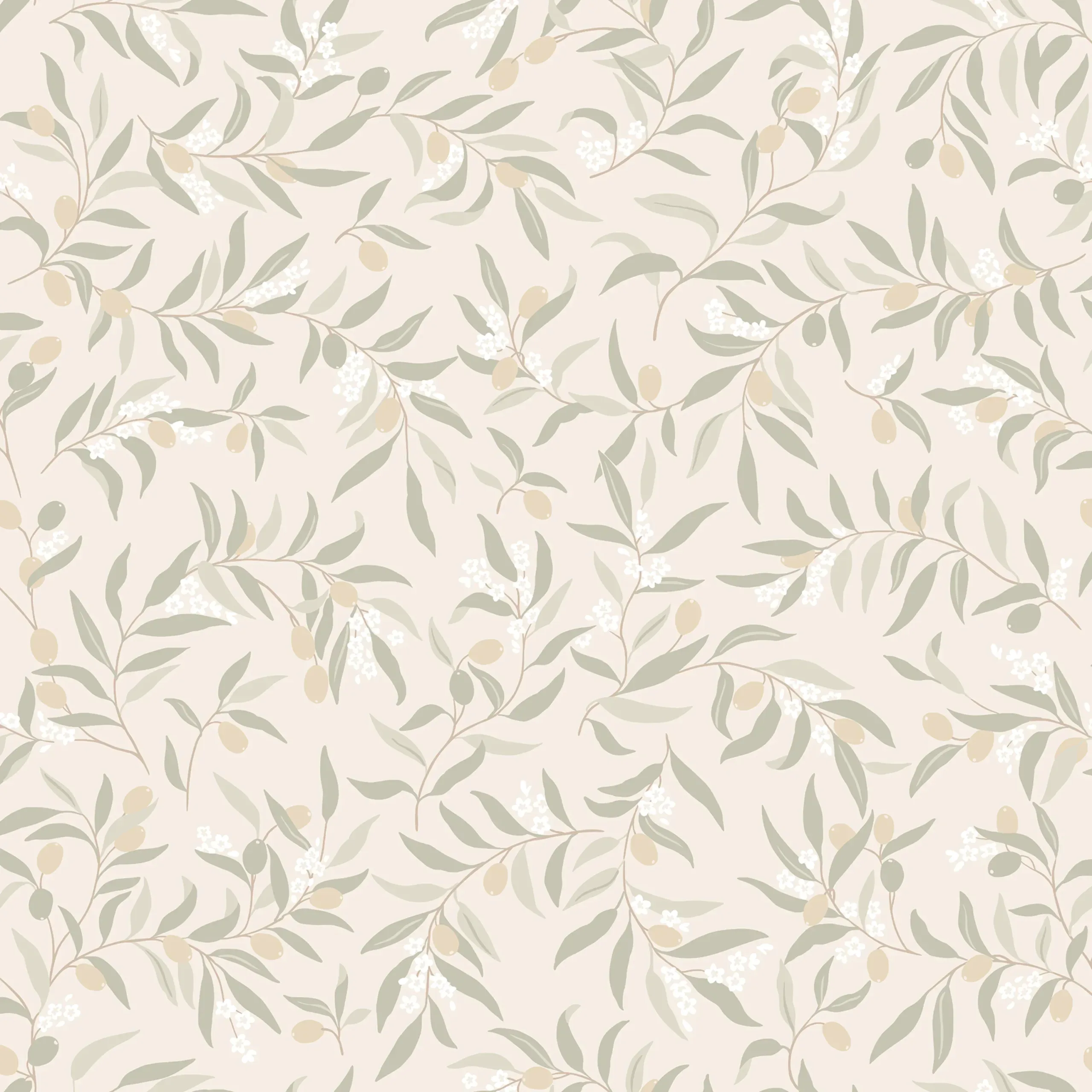 Olivia Sage Green Leaf Wallpaper by Sandberg