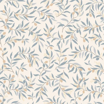 Olivia Light Blue Leaf Wallpaper by Sandberg