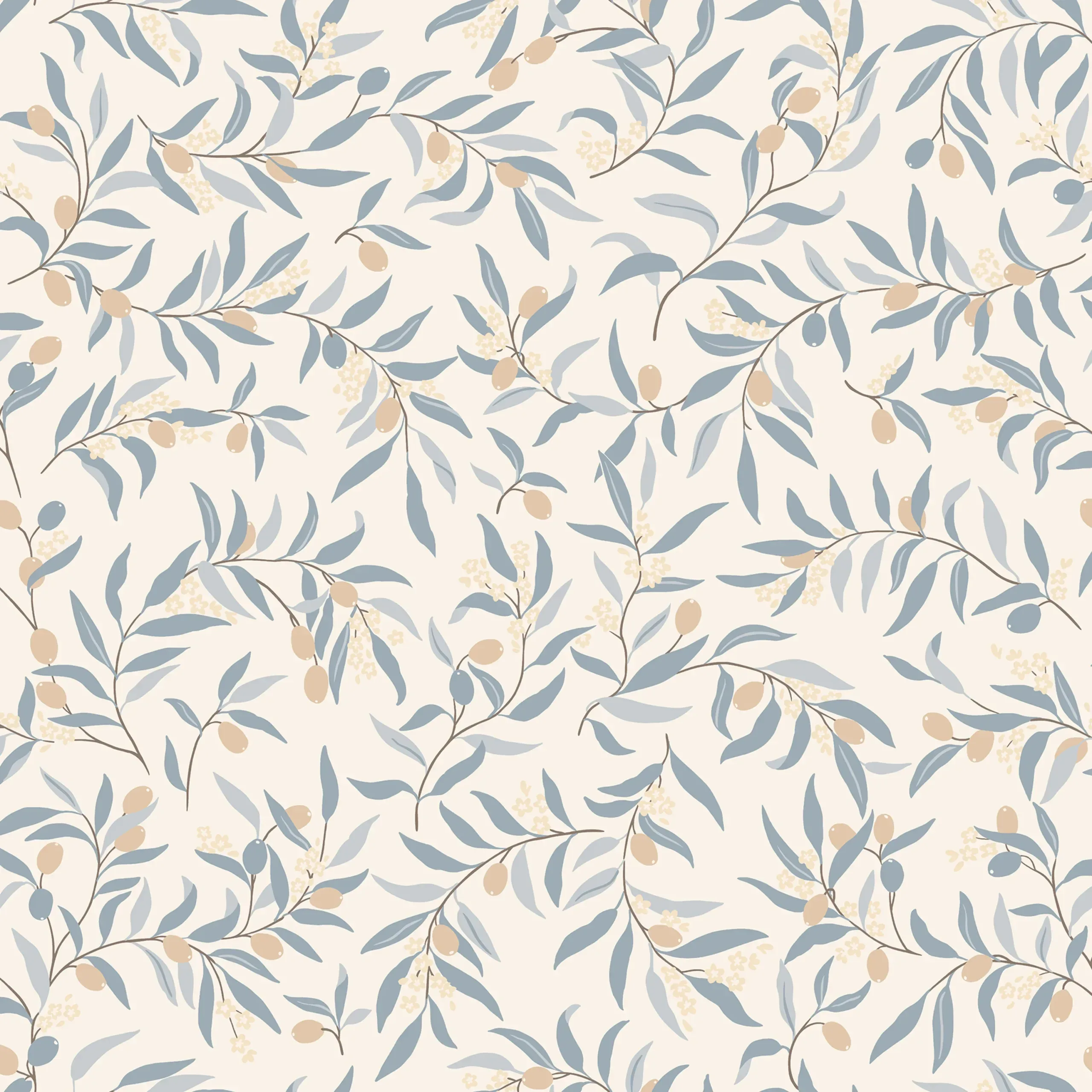 Olivia Light Blue Leaf Wallpaper by Sandberg
