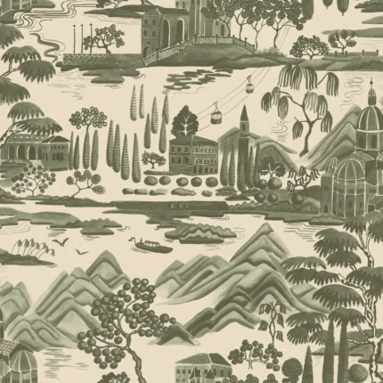 Lake Como Forest Green Botanical Wallpaper by Sandberg