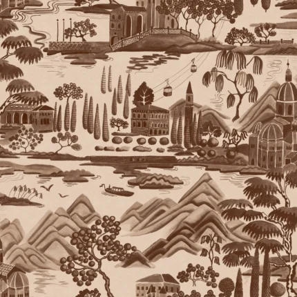 Lake Como Brown Botanical Wallpaper by Sandberg