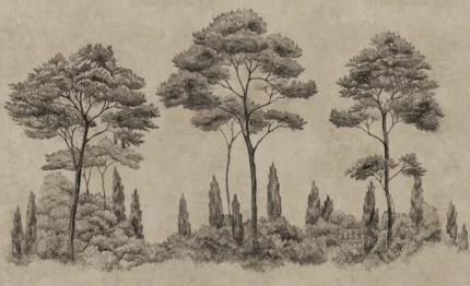Andrea Graphite Botanical Mural by Sandberg